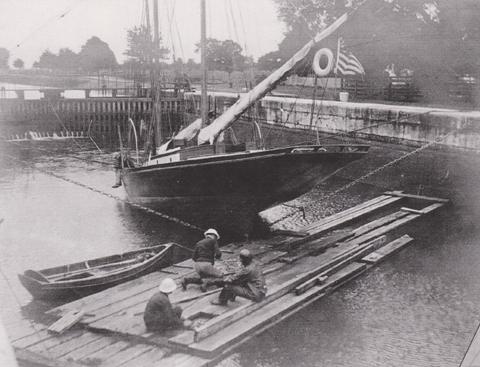 West Wind being repaired in Port Maitland Lock 1901