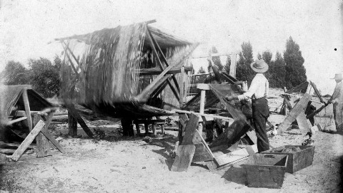 Ross, Frank drying nets on eastside of river Earl M. Siddall collection